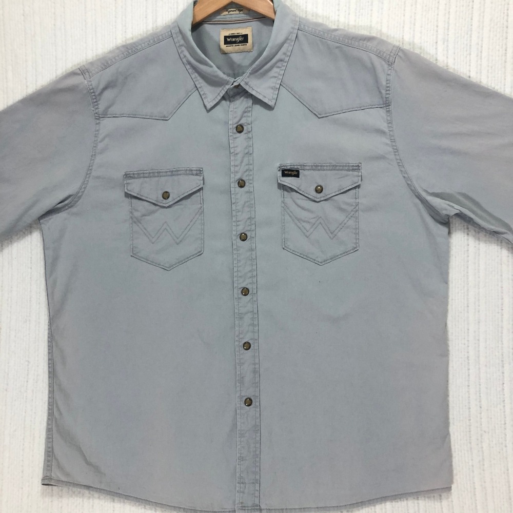 Wrangler Western Shirt Pigment Dye Button Up Cowboy Pearl Snap Men's Size XL‎